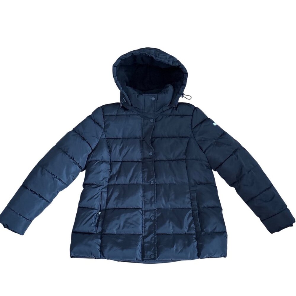 Tommy Hilfiger Coat Womens XL Puffer Black Winter Removable Hood NWOT